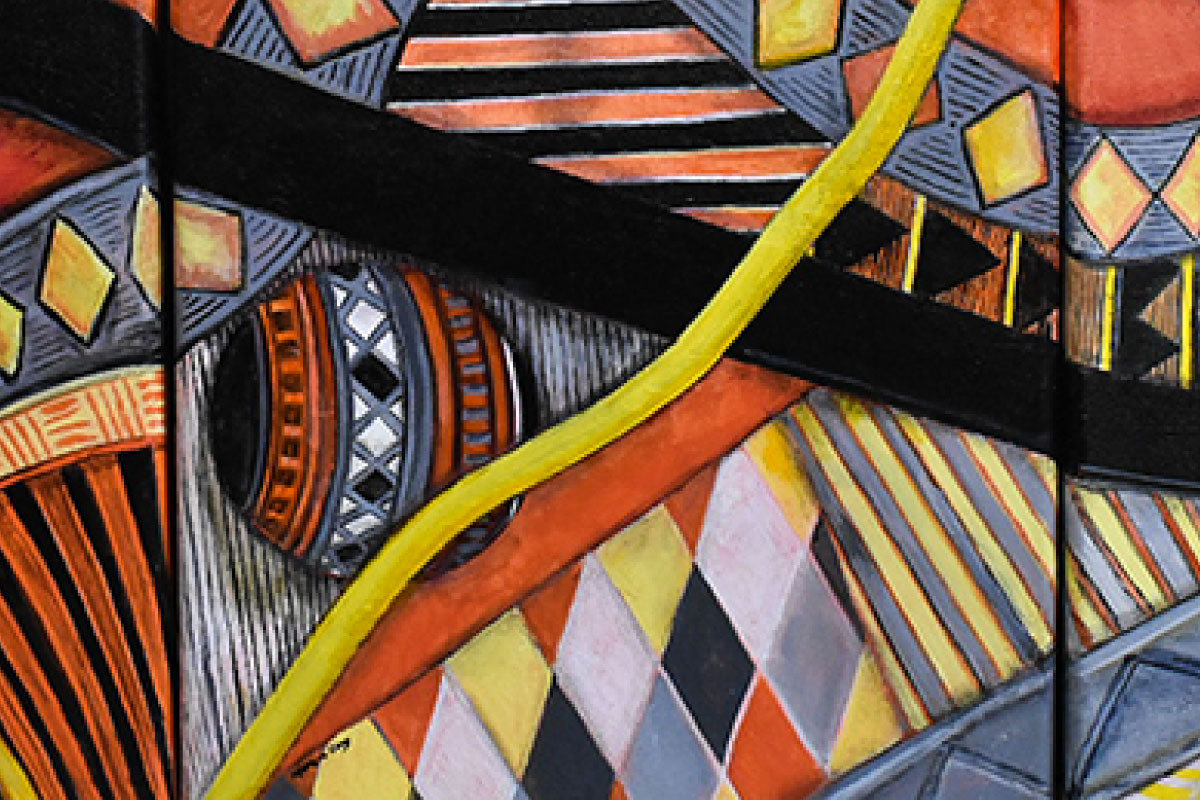 artwork or reds, orange and yellow