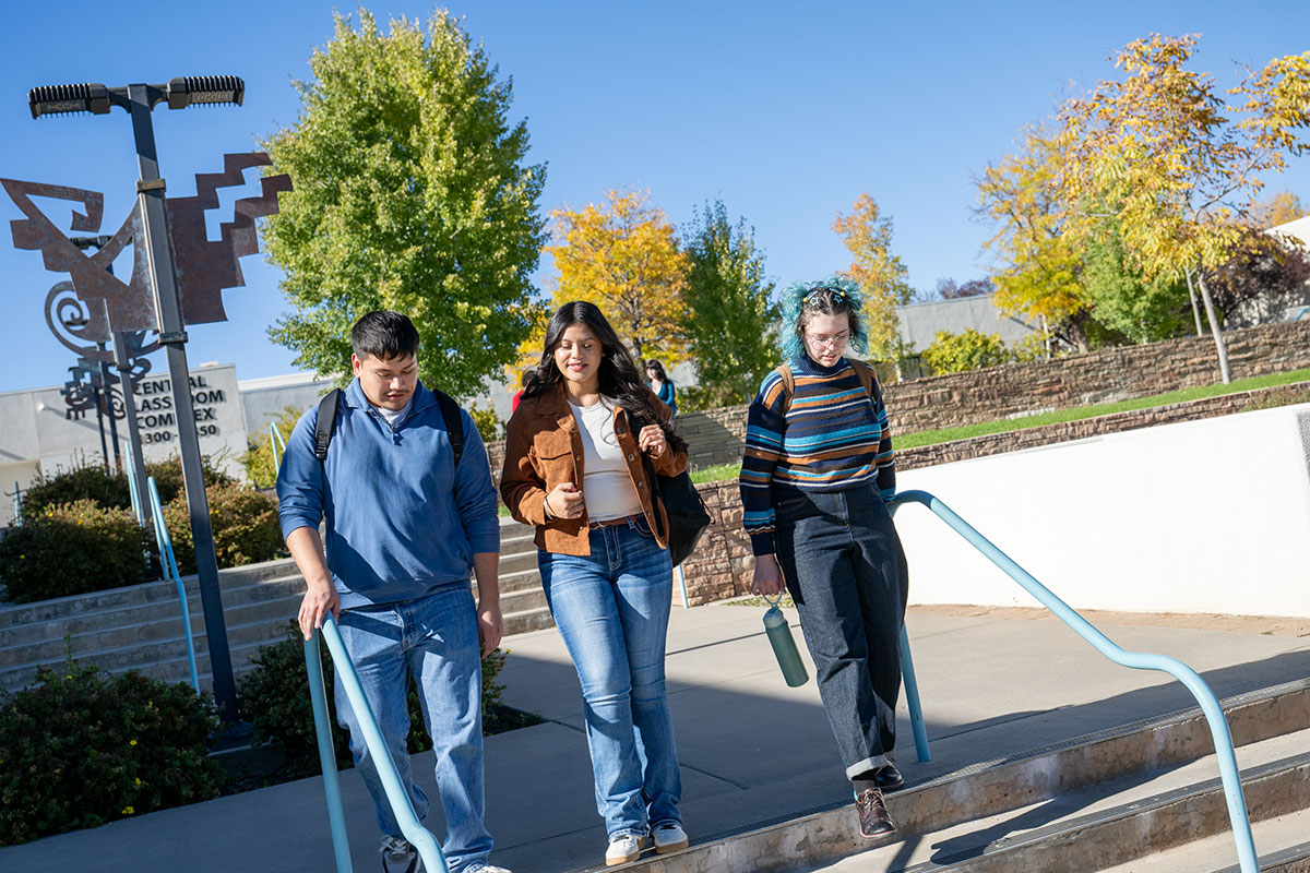 SJC Students walking on Main Campus through Graduation Plaza