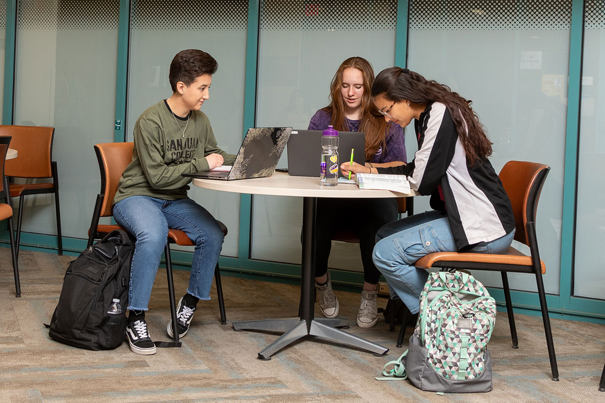 Group of students studying in front of their laptops