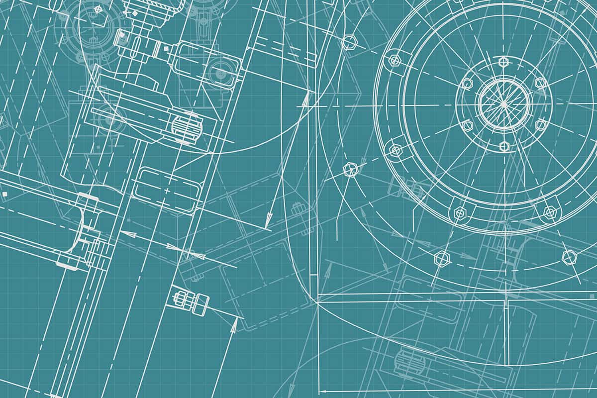 close up view of a mechanical drawing