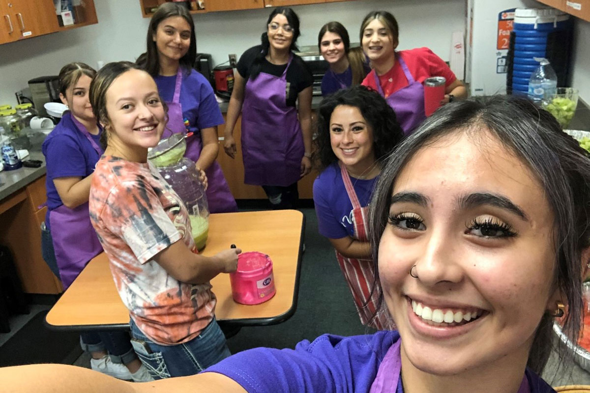 Group of students taking selfie